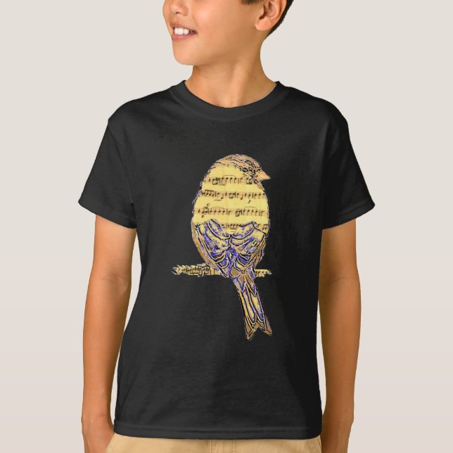 T-shirt Musique Note Oiseau Art (Devant)