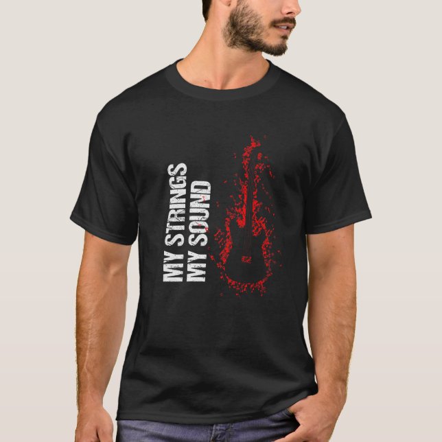 T-shirt Musique Notes Guitare. Mes Cordes, Mon Son. (Devant)