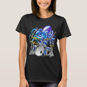 T-shirt Musique Octopus Drummer Mythique Serpent De Mer Jo