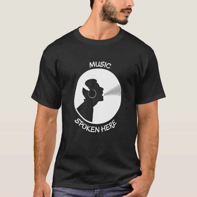 T-shirt Musique Parlée Ici Vinyl Record Singer Blanc (Devant)