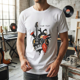T-shirt Musique personnalisée Cœur Guitare Piano Clavier G