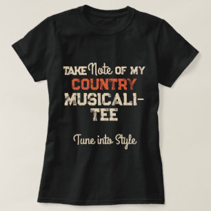 T-shirt Musique personnalisée Prenez note de Mon PAYS Musi