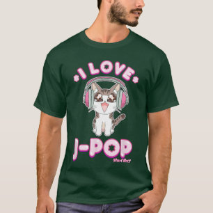T-shirt Musique Pop Japonaise Jpop Anime Mignon Chat pour