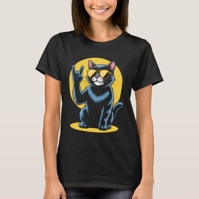 T-shirt Musique Rock Chat (Devant)
