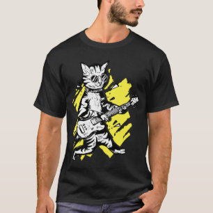 T-shirt Musique Rock Chat Cool Avec Lunettes De Soleil Jou