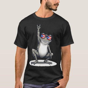 T-shirt Musique rock grenouille coqui rétro drapeau de Por