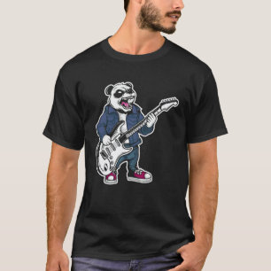 T-shirt Musique Rock Guitare Rétro de Ourson Panda Mignon