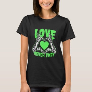 T-shirt Musique Rock Rocker Mains Squelette Vert