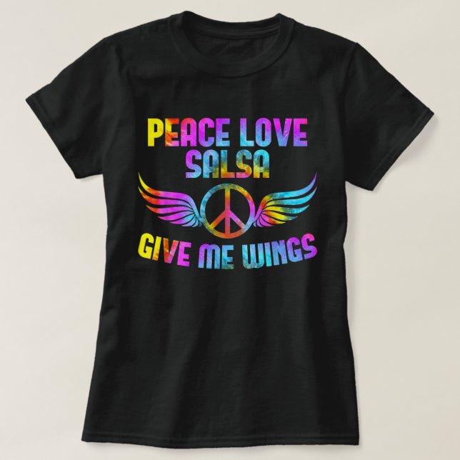 T-shirt Musique Salsa Danse Partenaire tenue Peace Love Sa (Design devant)
