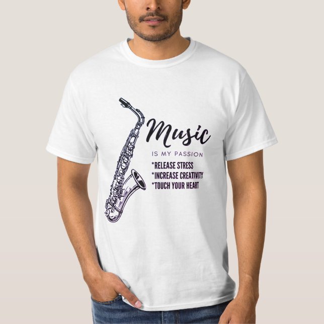 T-shirt Musique, saxophone (Devant)