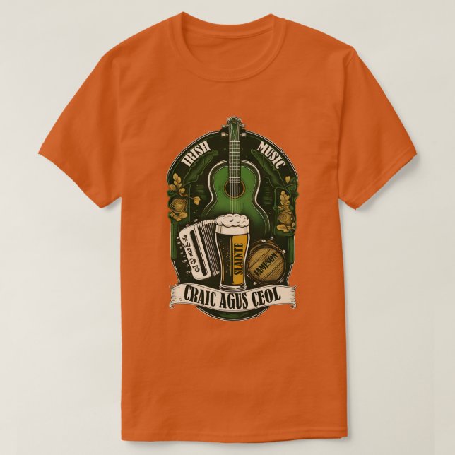 T-shirt Musique traditionnelle irlandaise agus de Craic Ce (Design devant)
