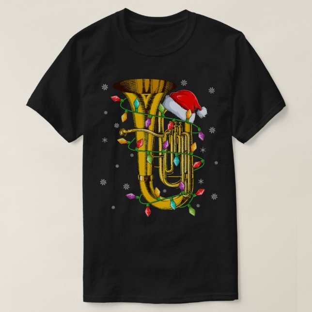 T-shirt Musique Tuba Éclairage de Noël Correspondance Sant (Design devant)