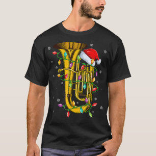 T-shirt Musique Tuba Éclairage de Noël Correspondance Sant