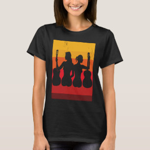 T-shirt Musique Vintage Retro Rock & Roll Et Femme Guitare