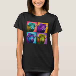 T-shirt Musk Ox Pop Illustration Animale Colorée Femmes