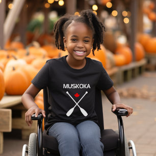 T-shirt Muskoka Canada Rames Pagaies Feuille d'érable Somb