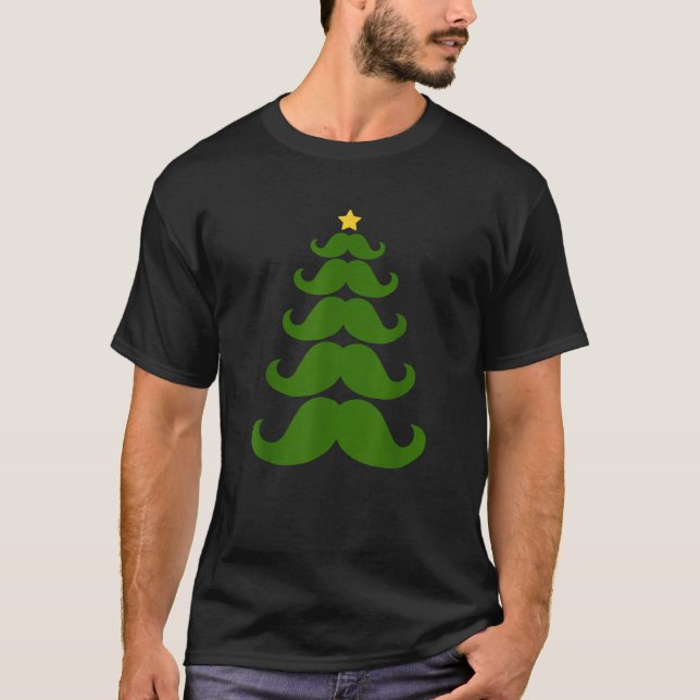 T-shirt Mustache arbre de Noël Funny Mustache (Devant)
