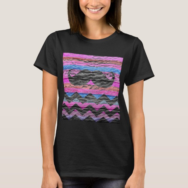 T-shirt Mustache Chevron Bois moderne #2 (Devant)