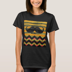 T-shirt Mustache Chevron Bois moderne #3