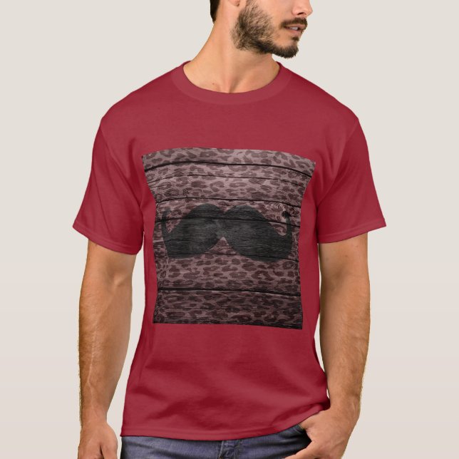 T-shirt Mustache Leopard Vintage #6 (Devant)