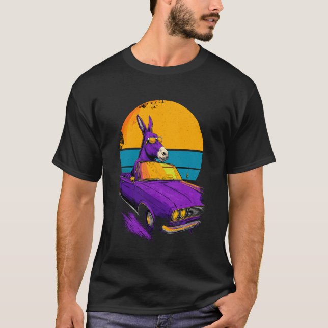 T-shirt Mustang à cheval sur un âne rétro (Devant)