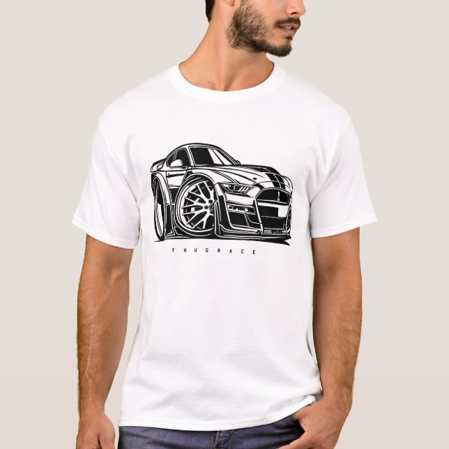 T-shirt Mustang Shelby GT500 Toon Art Voitures passionnés (Devant)