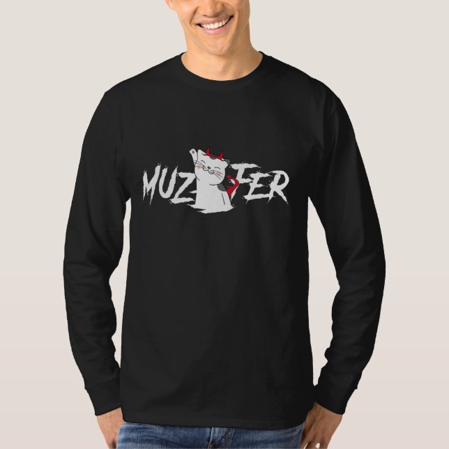 T-shirt Muzifer I Chat Kitten Lucifer Devil Little Devil L (Devant)