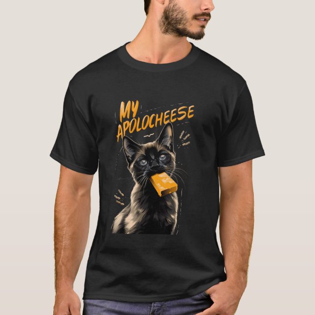 T-shirt My Apolocheese Pun Kitten Siamese Chat (Devant)