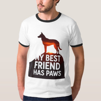 T-shirt My Best Friend Has Paws" - Sunset Dog Silhouette R