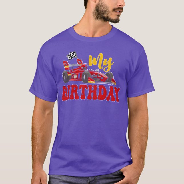 T-shirt My Birthday Race Car retro (Devant)
