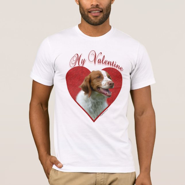 T-shirt My Brittany Spaniel Valentine (Devant)