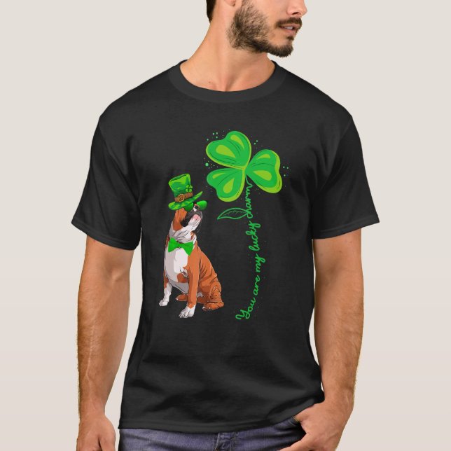 T-shirt My Bull Dog is My Lucky Charm Shamrock St Patrick' (Devant)
