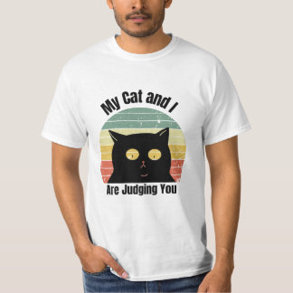 T-shirt My Cat And I Are Judging You Funny Retro Sunset Bl