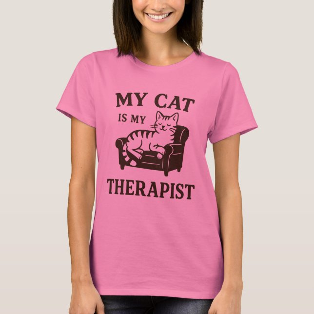 T-shirt My Cat is My Therapist - Drôle Amoureux des chats  (Devant)