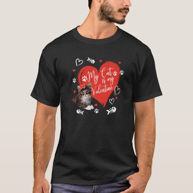 T-shirt My Cat Is My Valentine Cute Valentine's Day Cat Da (Devant)