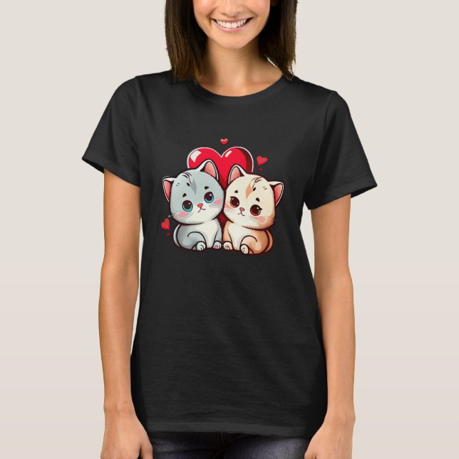 T-shirt My Cat Is My Valentine Paw Heart Cat Valentine Day (Devant)