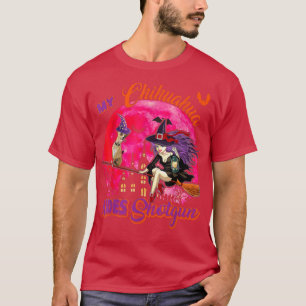 T-shirt My Chihuahua Rides Shot Halloween Dog Witch On Bro