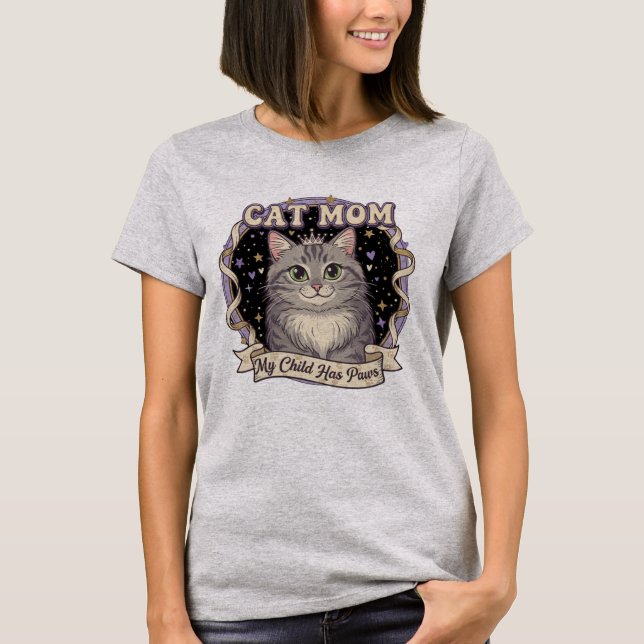 T-shirt My Child Has Paws Cat Mom Tee (Devant)