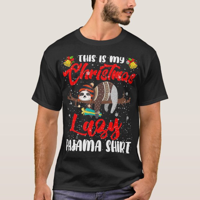 T-shirt My Christmas Lazy Pajama Santa Sloth Animal Lover (Devant)