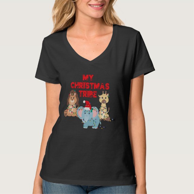 T-shirt My Christmas Tribe Holiday Animals (Devant)