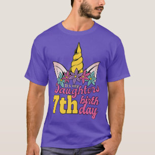 T-shirt My Daughters 7th Birthday Girls Unicorn Birthd