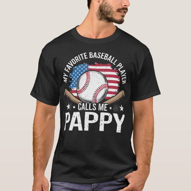 T-shirt My Favorite Baseball Player Calls Me Pappy Usa Fla (Devant)