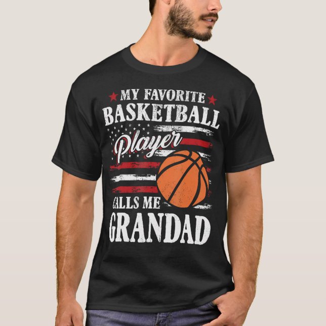 T-shirt My Favorite Basketball Player Calls Me Grandad Usa (Devant)