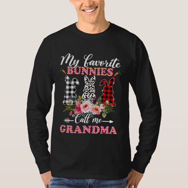 T-shirt My Favorite Bunnies Call Me Grandma Easter Leopard (Devant)