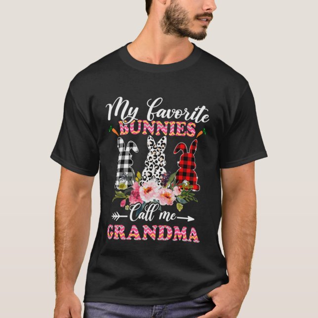 T-shirt My Favorite Bunnies Call Me Grandma Easter Leopard (Devant)