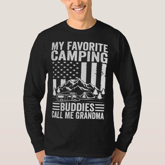 T-shirt My Favorite Camping Buddies Call Me Grandma Americ (Devant)