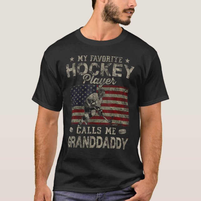 T-shirt My Favorite Hockey Player Calls Me Granddaddy Fath (Devant)