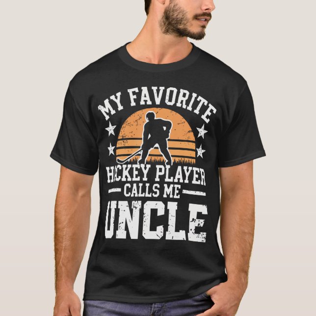 T-shirt My Favorite Hockey Player Calls Me Uncle Retro (Devant)