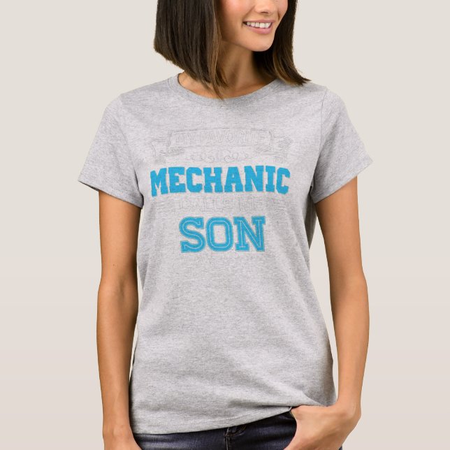 T-shirt My Favorite Mechanic Calls Me Son Papa Maman Mothe (Devant)
