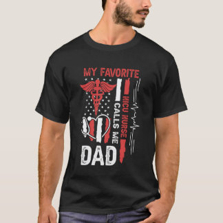 T-shirt My Favorite NICU Nurse Calls Me Dad USA Flag Fathe